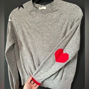Elan lightweight sweater with stars and heart on sleeves - size M